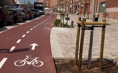 El nou carril bici del carrer Antoni Forrellad 